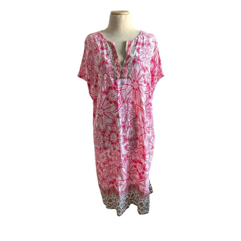 Tommy Bahama Women's Sz XL Floral Print Tunic Dress Lightweight Resort Wear